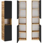 Badezimmer Hochschrank NEW-LUTON in seidenmatt anthrazit mit Wotan Eiche Nb, B/H/T ca. 35/170/32 cm