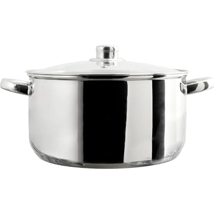 COOK CONCEPT Kochtopf aus Metall mit Glasdeckel 7 L Alle Herdarten Silber | Metall, Glasdeckel, 7 L Fassungsvermögen, geeignet für alle Herdarten inklusive Induktion, ofenfest, für Suppen und Eintöpfe – Bild 3