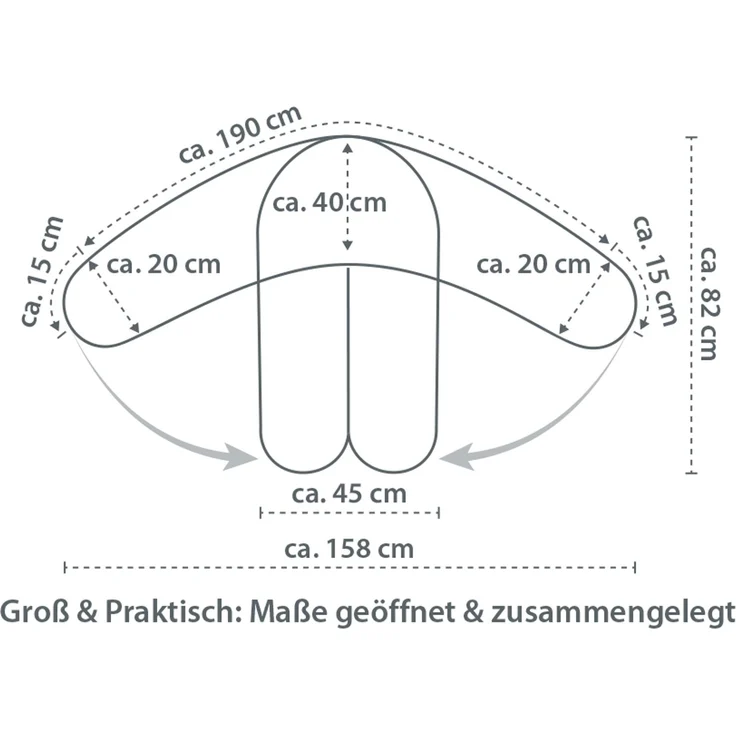 Theraline Stillkissen 190cm inkl. Bezug Melange rosenholz Mikroperlenfüllung – Bild 5