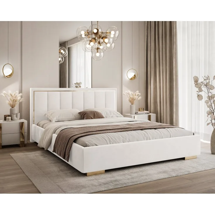 Lookway Polsterbett AURELIA mit Bettkasten und Metallgestell 160x200 – Jasmine 20, ohne Matratze