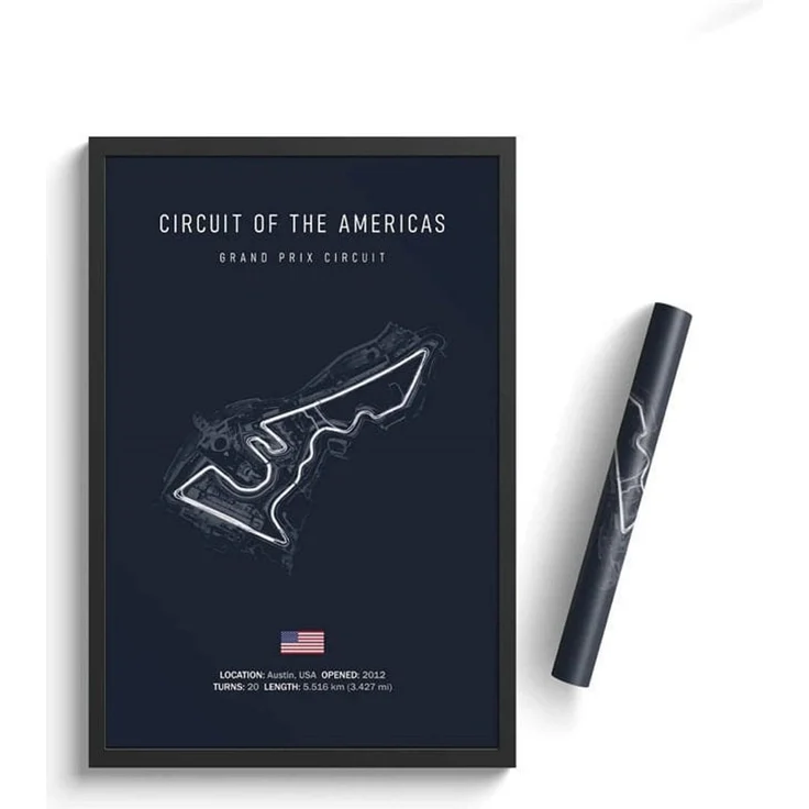 Formel 1 2026 Rennstrecken Großer Preis von Monaco Monza Spa Francorchamps Imola · Deko Print ohne Rahmen - 21 x 30 cm / Circuit of Americas
