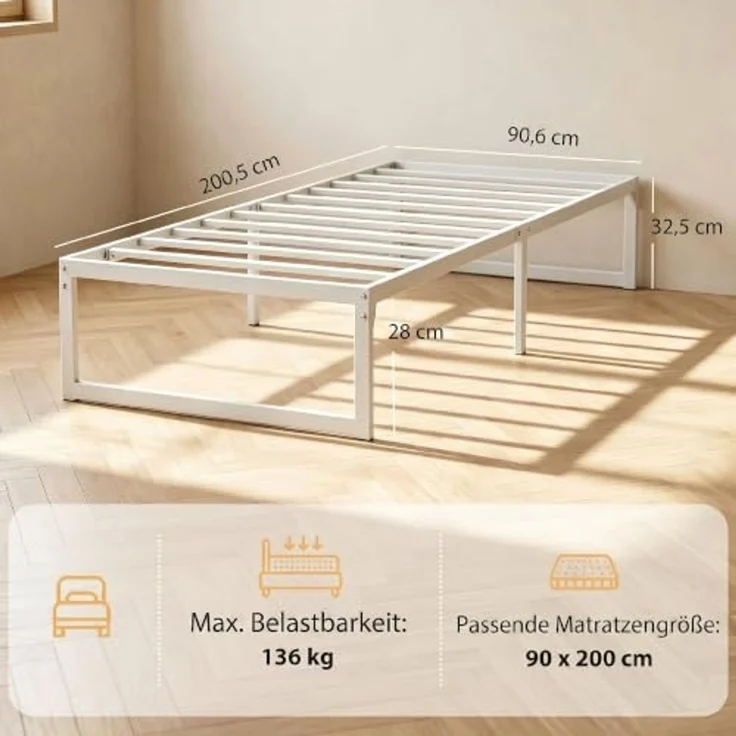 HOMCOM Bettgestell Bett Bettrahmen mit praktischem Stauraum (Set, 2-tlg, Bettgestell mit Aufbauanleitung), ohne Kopfteil, viel Stauraum, schnelle Montage – Bild 3