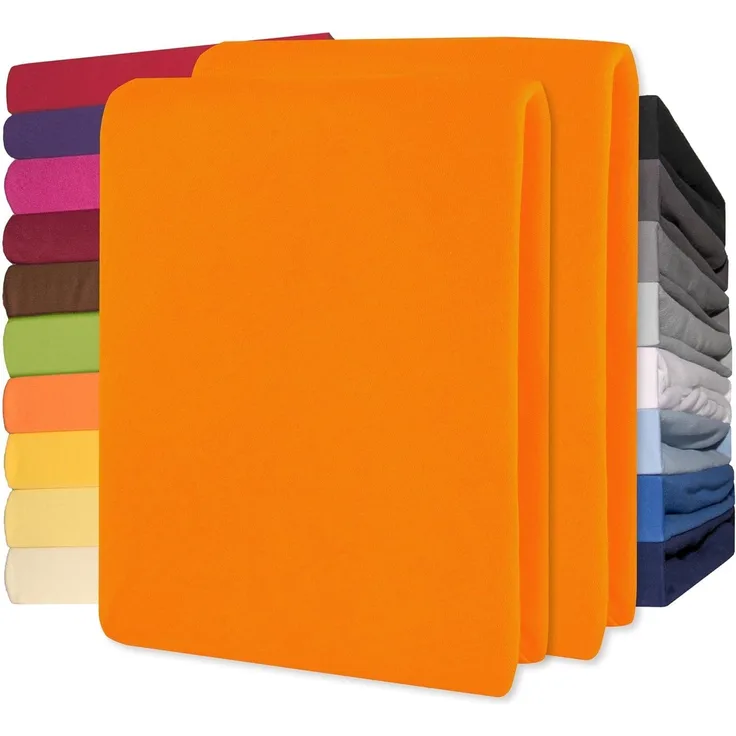 CelinaTex Jersey Topper Spannbettlaken Lucina 200x200-200x220 cm orange 100% Baumwolle gekämmt bis 12cm Matratzenhöhe Oeko-TEX