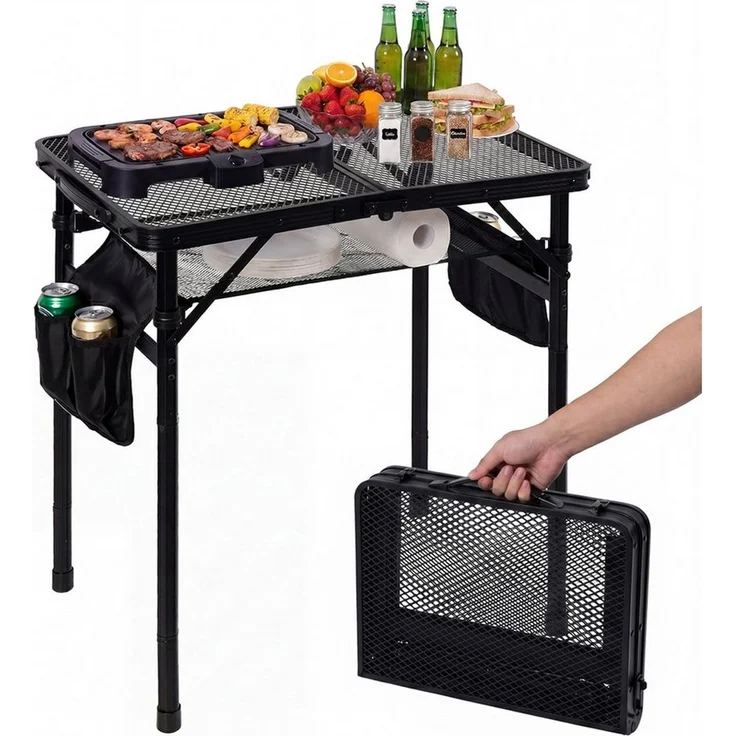 SEHAUSEU Campingtisch klappbar Klapptisch höhenverstellbarer Grilltisch – Bild 1
