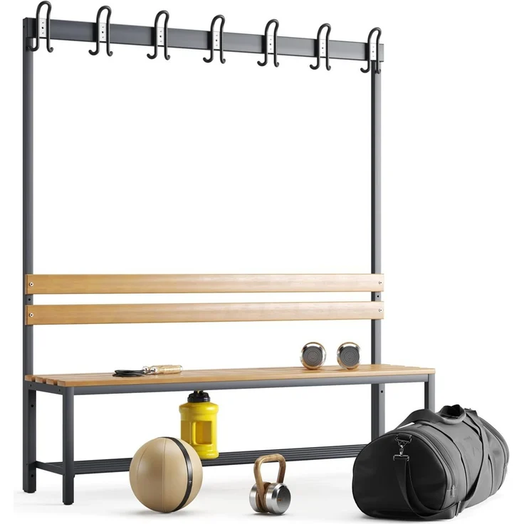 Garderobenbank einseitig mit Schuhrost 150 cm anthrazit – Bild 3