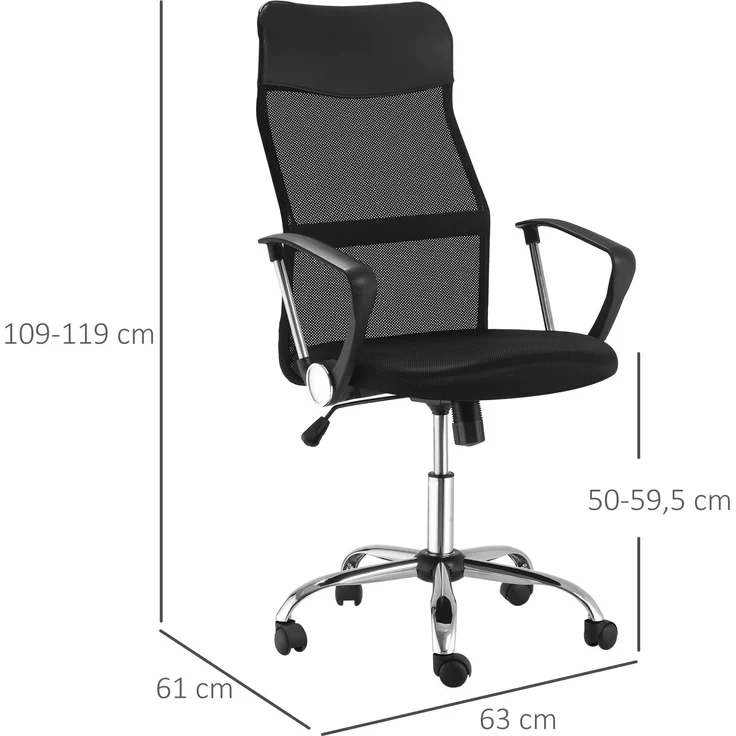 MELAYR, Bürostuhl Ergonomischer Schreibtischstuhl mit Armlehne, 63 x 65 x 119 cm, Schwarz – Bild 5