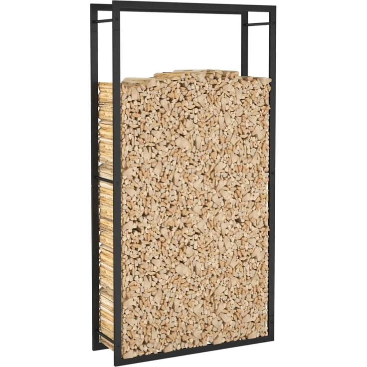vidaXL Brennholzregal Mattschwarz 80 x 28 x 154 cm Stahl 350308 – Bild 5