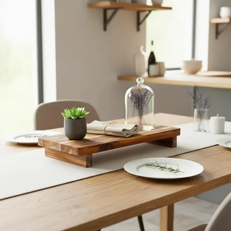 Spetebo Tablett Teakholz Dekotablett rechteckig mit Füßen, Teakholz, (Anzahl, 1-tlg, 1x Tablett), Naturprodukt – Bild 7