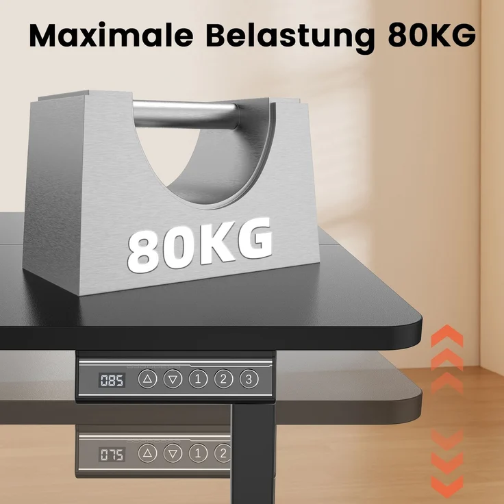 Botifly Elektrisch Höhenverstellbarer Schreibtisch 120x60 cm, Stehpult mit 3 Speicherfunktionen & Antikollisionsfunktion, 70-116cm Verstellbar, 80 kg Belastbar, Schwarz – Bild 4
