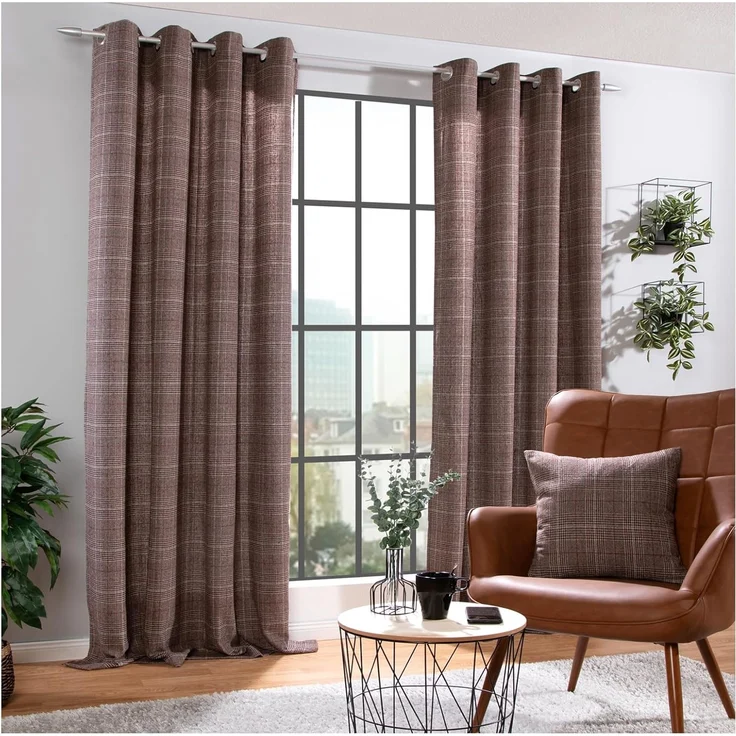 heimtexland Vorhang Dekoschal Wolle Tartan Karo Ösenschal Deko Gardine (1 St), Ösen, blickdicht, Polyester, Dekoschal I blickdicht I HxB 240x135 I kariert