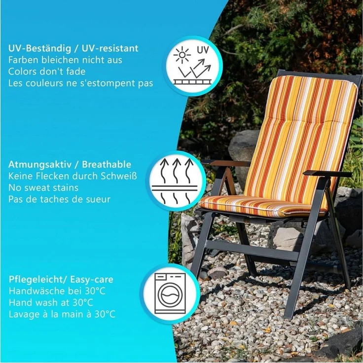 NYVI Liegenauflage Auflage für Relaxstuhl Hawaii Relaxliegenauflage, (1 St), Stuhlauflagen Sitzauflagen Gartenstuhlauflagen Streifen, gestreift – Bild 3