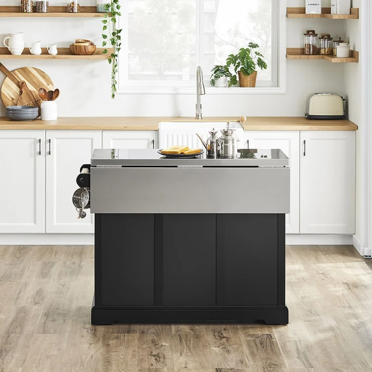 SoBuy FKW71-II-SCH Kücheninsel, MDF, Hochglanz, Schwarz, 130 x 91 x 71 cm – Bild 8