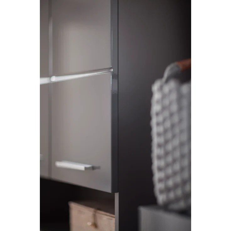 Trendteam 'Amanda' Midischrank, Holz, 132 x 31 x 73 cm, Grau Hochglanz – Bild 13