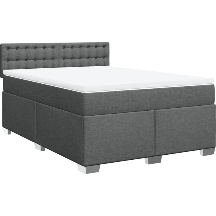 vidaXL Boxspringbett mit Matratze Dunkelgrau 140x200 cm Stoff 3288226 – Bild 2