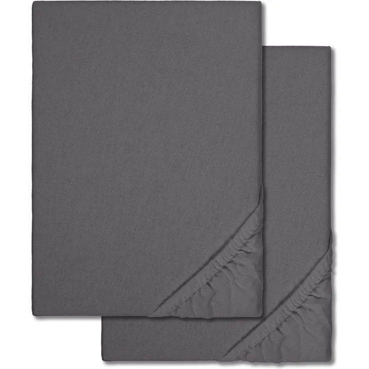 Setex Feinbiber Spannbettlaken anthrazit 90x200 cm Doppelpack