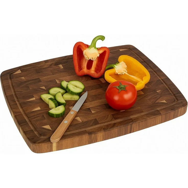 Koopman Schneidebrett Holzbrett Küchenbrett Servierbrett Akazie 46x36cm, Holz, (1-St), Saftrille, Stabil & Langlebig, Naturholz, Verformungsbeständig, Braun – Bild 5