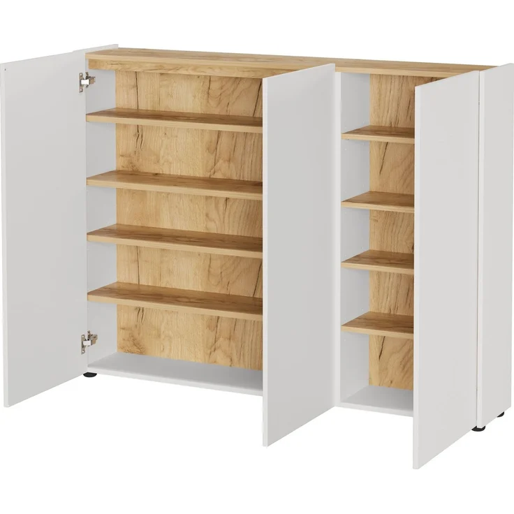 Germania Schuhschrank 1347-605 GW-Libbiano, in Kaschmir/Navarra-Eiche-Nb, mit grifflosem Design, 138 x 105 x 25 cm (BxHxT) – Bild 3