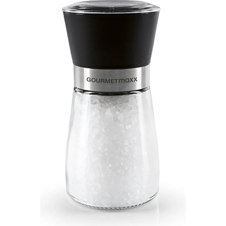 GOURMETmaxx Salz- & Pfeffermühle Kompakt 2er-Set transparent/schwarz – Bild 3