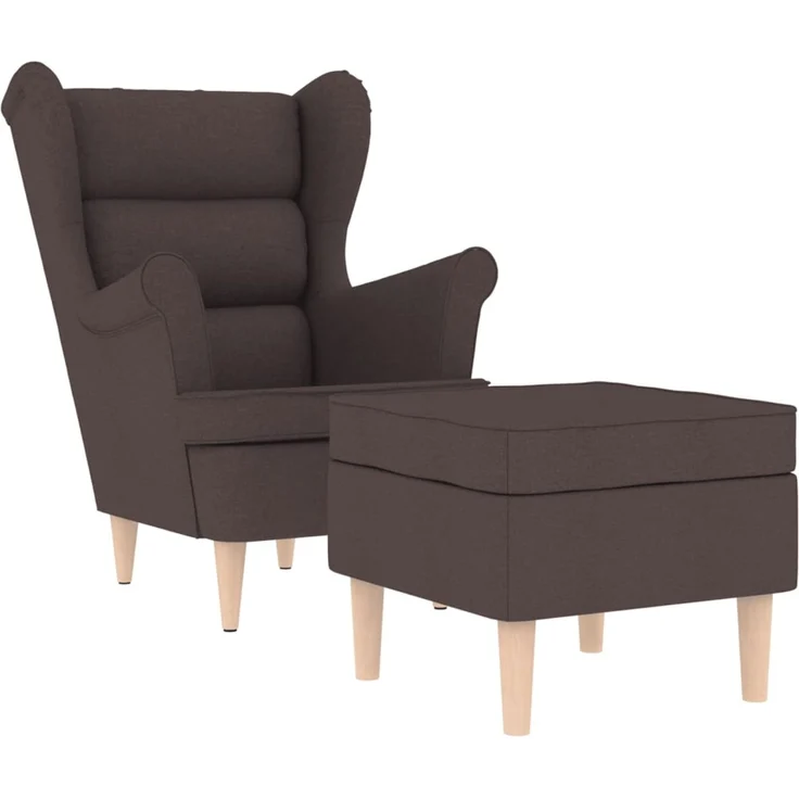vidaXL Sessel mit Fußhocker Dunkelbraun Stoff 3307993 – Bild 2