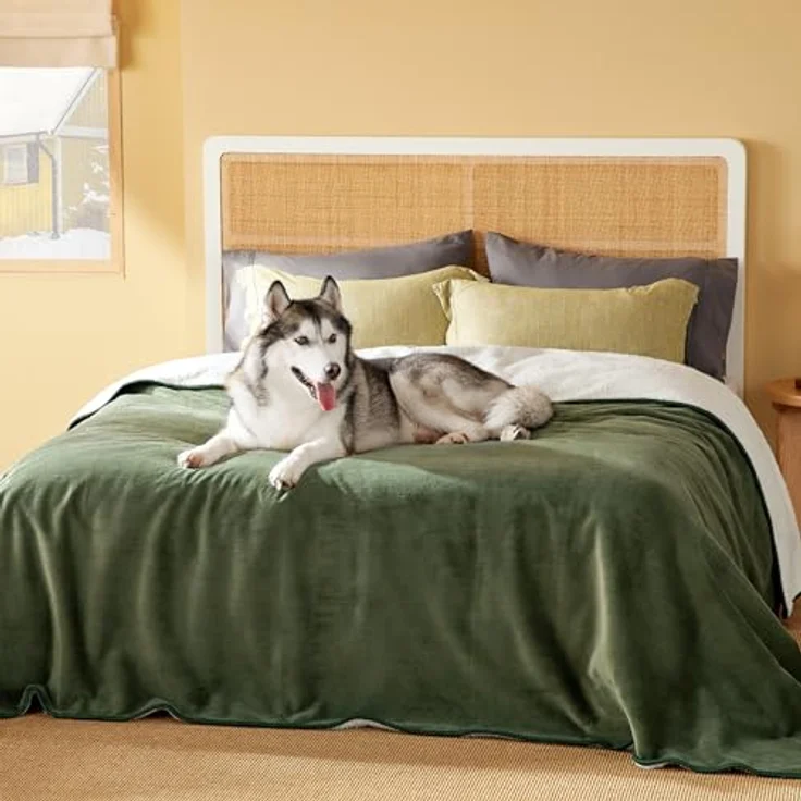 Lesure wasserdichte Hundedecke Grosse Hunde - 274x218 cm waschbar Hundedecke Outdoor, Fleece Sofaschutz Decke groß, Katzendecke flauschig für Couch, Olivgrün – Bild 7