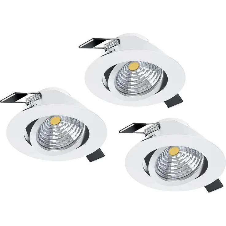 Eglo 33391 LED Einbauleuchte SALICETO Alu weiss, Glas klar 3X6W 4000K H:4. 2cm Ø8. 8cm dimmbar