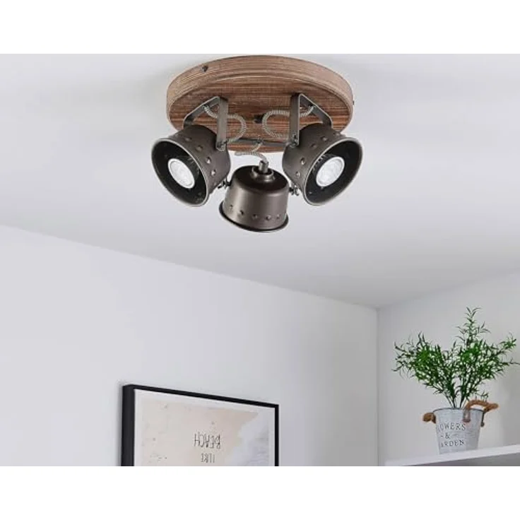 Lindby Rubinjo, 3-flammiger Deckenstrahler im Retro-Vintage-Stil aus Metall, GU10, antik – Bild 4