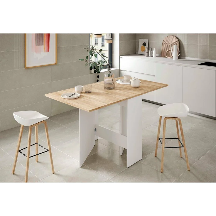 habeig Küchentisch Falttisch Küchentisch Klapptisch weiß Eiche 140x77cm, Länge variabel von 31 - 140 cm – Bild 3
