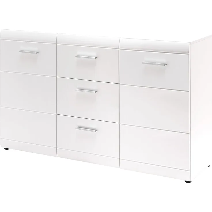 Sideboard 'GW-ADANA', mit 2 Türen und 2 Schubläden, Weiß Hochglanz, ca. 144 x 86 x 39 cm