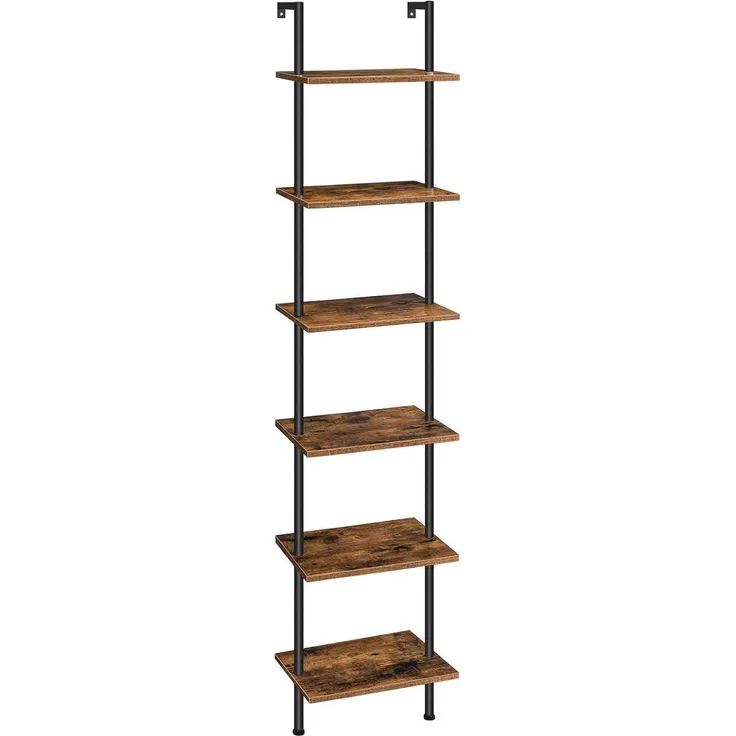 Leiterregal 6stöckig 39 x 24 x 200,5 cm Dunkelbraun Schwarz
