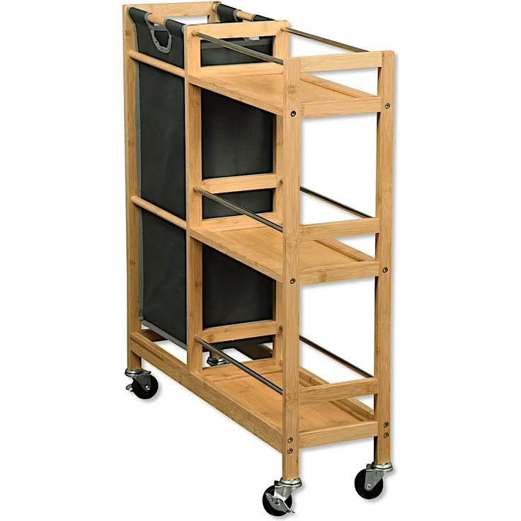 KESPER 24857-13 Nischenwagen mit Flaschensammler aus FSC-zertifiziertem Bambus / Rollregal – Bild 2