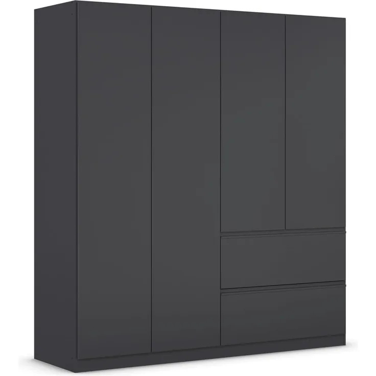 rauch Kleiderschrank, Drehtürenschrank COSTA, 4-türig, push-to-open, Grau metallic, 181 x 197 x 54 cm