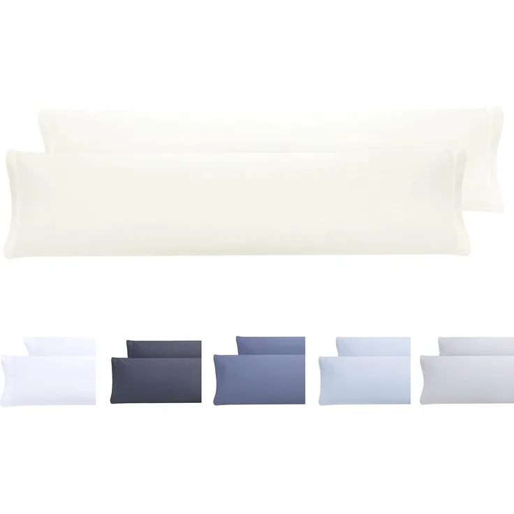 Kissenbezüge, extra weiche Mikrofaser, hypoallergen, Set mit 2 Kissenbezügen 120X40 cm Beige
