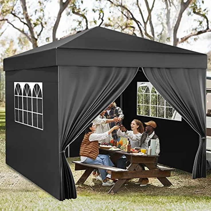 YITAHOME 3X3M Outdoor Pop Up-Pavillon mit Seite Faltpavillon, Wasserdichter Faltbarer Gartenpavillon Für Alle Jahreszeiten Camping Pavillon Anti-uv Mit Kostenlosen Höhenverstellbaren Für Party Märkte – Bild 2