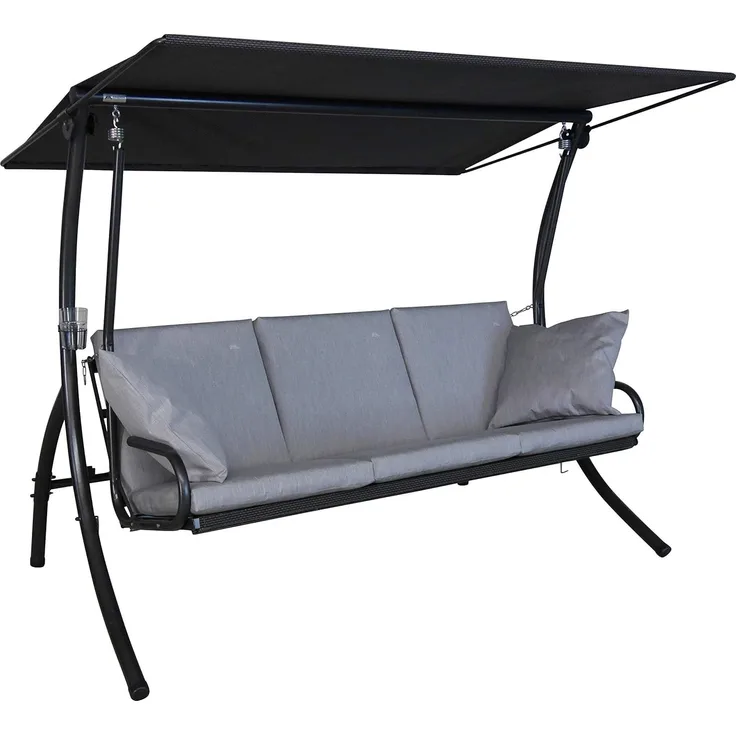 Angerer Freizeitmöbel GmbH Hollywoodschaukel Elegance Sun - Gartenschaukel Made in Germany - Schaukel zum Sitzen, Liegen und Entspannen - inklusive Bett-Funktion - einfache Montage (Hellgrau)