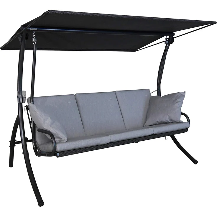 Angerer Freizeitmöbel GmbH Hollywoodschaukel Elegance Sun - Gartenschaukel Made in Germany - Schaukel zum Sitzen, Liegen und Entspannen - inklusive Bett-Funktion - einfache Montage (Hellgrau)