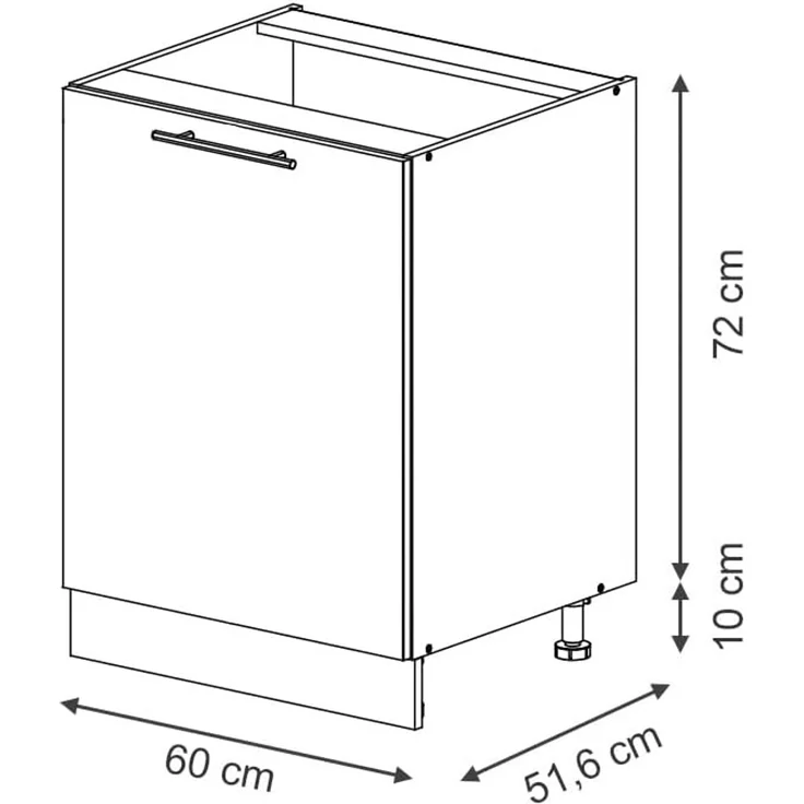 Küchenunterschrank Fame-Line Weiß Hochglanz/Anthrazit 60 cm 1 Tür ohne Arbeitsplatte Vicco – Bild 3