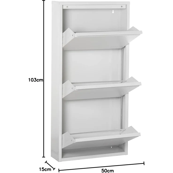 DRW Schuhregal aus Metall mit 3 Klapptüren, 50 x 15 x 103 cm – Bild 2