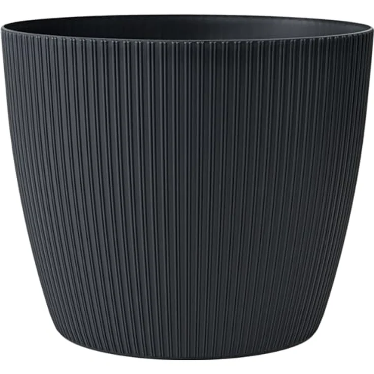 KONZEPT Blumentopf groß, gerillte Struktur 26/30cm, Übertöpfe für Zimmerpflanzen, aus Kunststoff ideal für Wohnzimmer, Küche und Balkon – Bild 2