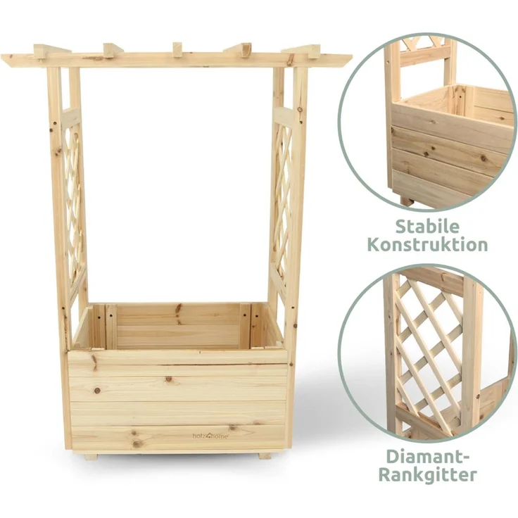 2er Set Pflanzkästen mit Rankgittern & Dach - Tannenholz - 58 x 34 x 103cm – Bild 5