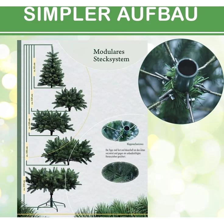 DILUMA Künstlicher Weihnachtsbaum Spritzguss Weihnachtsbaum Künstlich wie echt Tannenbaum Christbaum – Bild 4