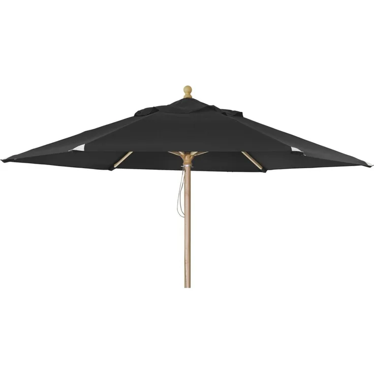 Sonnenschirm Reggio aus Buchenholz und Polyester, modern skandinavisch, schwarz, Ø 300 cm