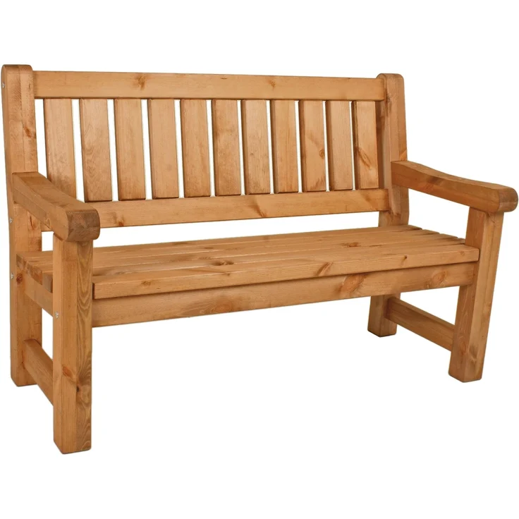 Gartenbank ALLGÄU 124 cm Kiefer natur geölt mit Armlehne 2-sitzig – Bild 2