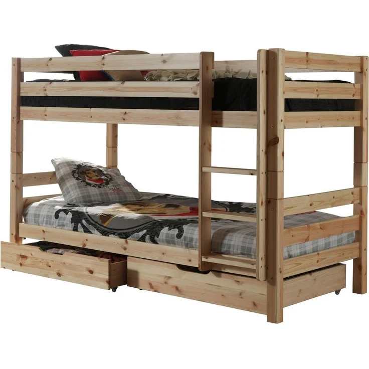 Vipack 'Pino' Etagenbett 90x200 cm, natur, Kiefer massiv, inkl. Bettschubladen – Bild 2
