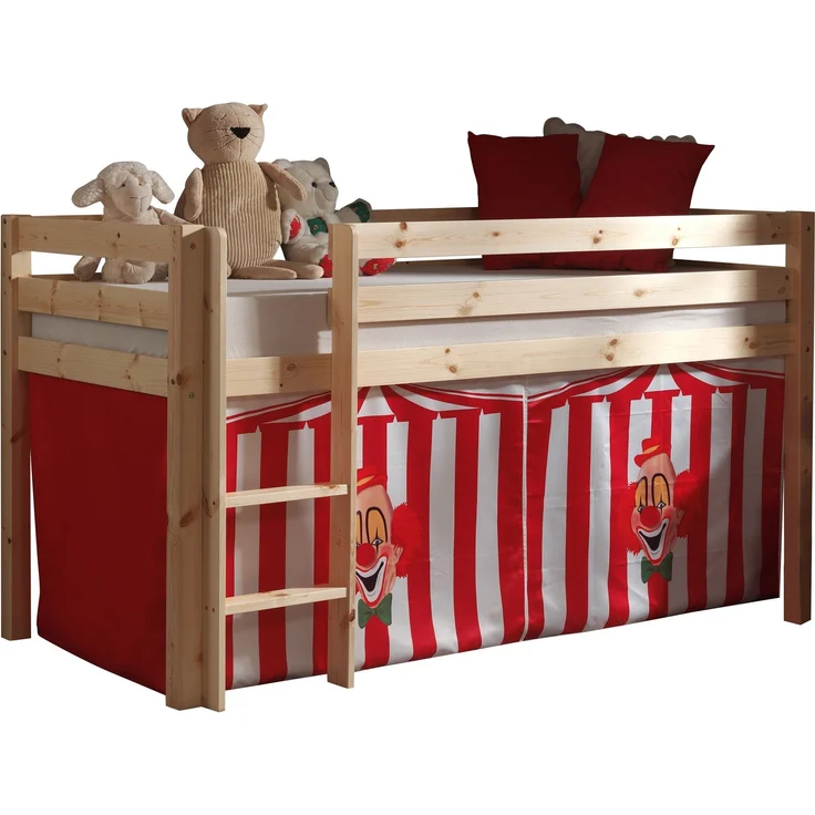Kinderbett Karolina 210x114x106 Massivholz Natur Textilset Zirkus – Bild 1