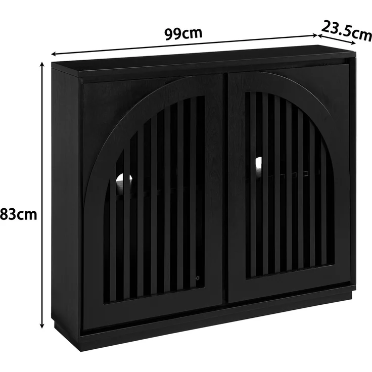 Sideboard mit geriffelten Fronten und Kabelöffnungen, H 82,5 x T 99,06 x B 23,5 cm, Schwarz – Bild 5