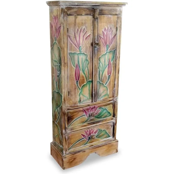 livasia Midischrank aus Bali - 45x20x98cm - Massivholz, handgefertigt