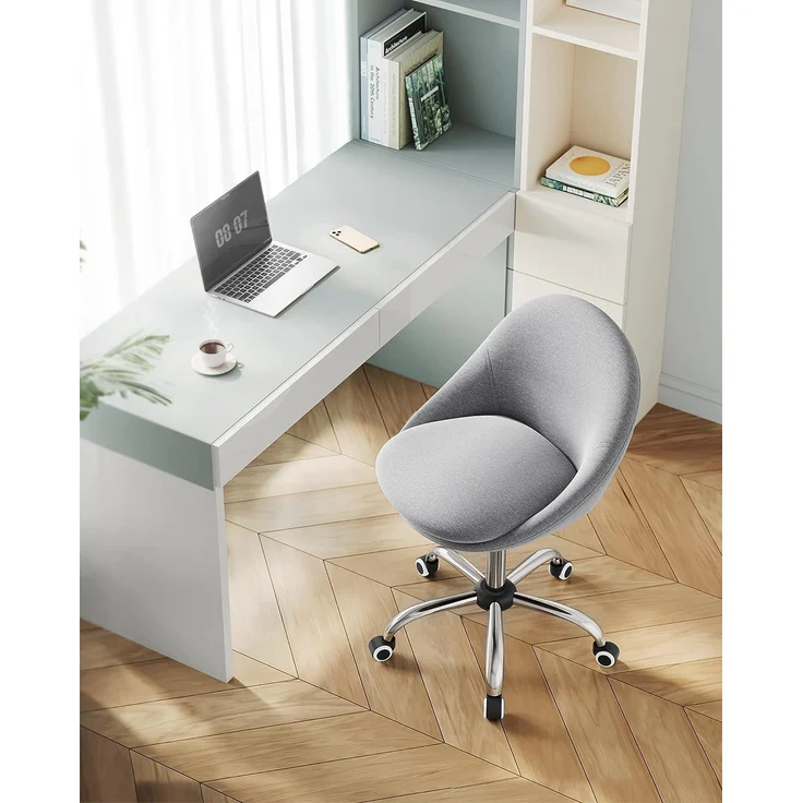 SONGMICS Homeoffice Stuhl, Drehstuhl, Schreibtischstuhl, Schaumstoffpolsterung, höhenverstellbar, für Arbeitszimmer, Schlafzimmer, grau OBG020G01 – Bild 2