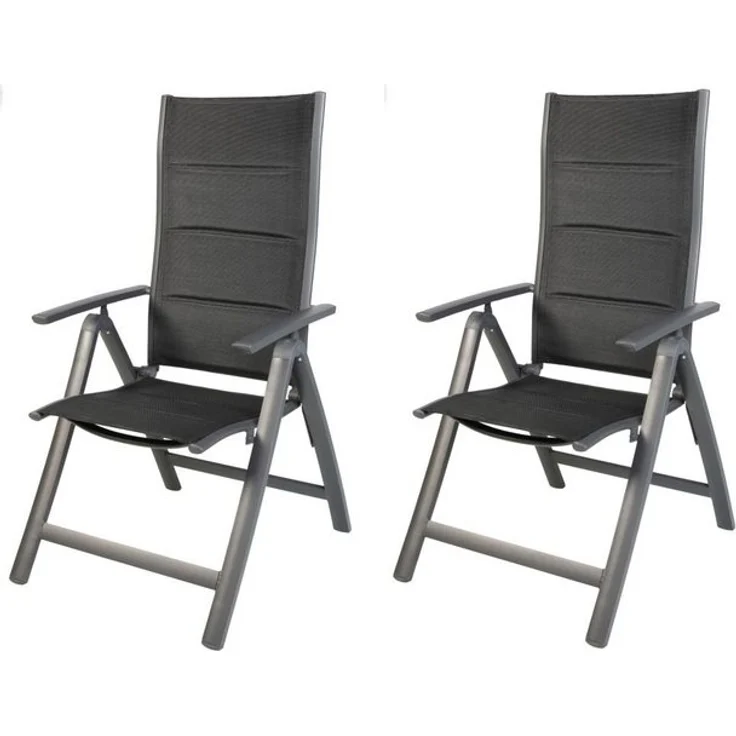 2 Stück Gartensessel Comfort 6-fach verstellbar gepolstert schwarz – Bild 2