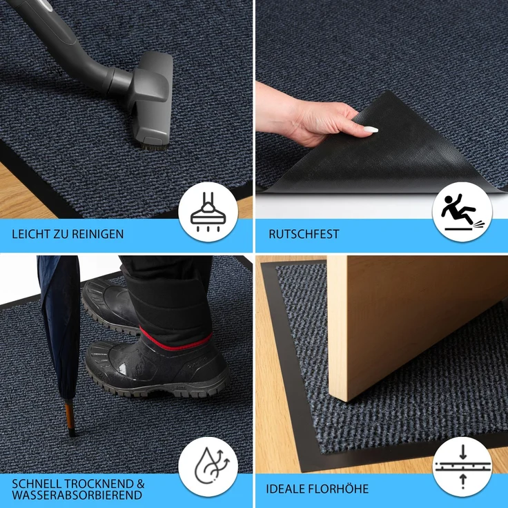 Furni24 Fußmatte - Blau-Schwarz, 40 x 60 cm – Bild 7