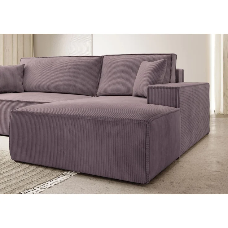 Selsey 'Farese ' Ecksofa mit Cordbezug, Schlaffunktion und Stauraum, Rosa, rechts – Bild 3